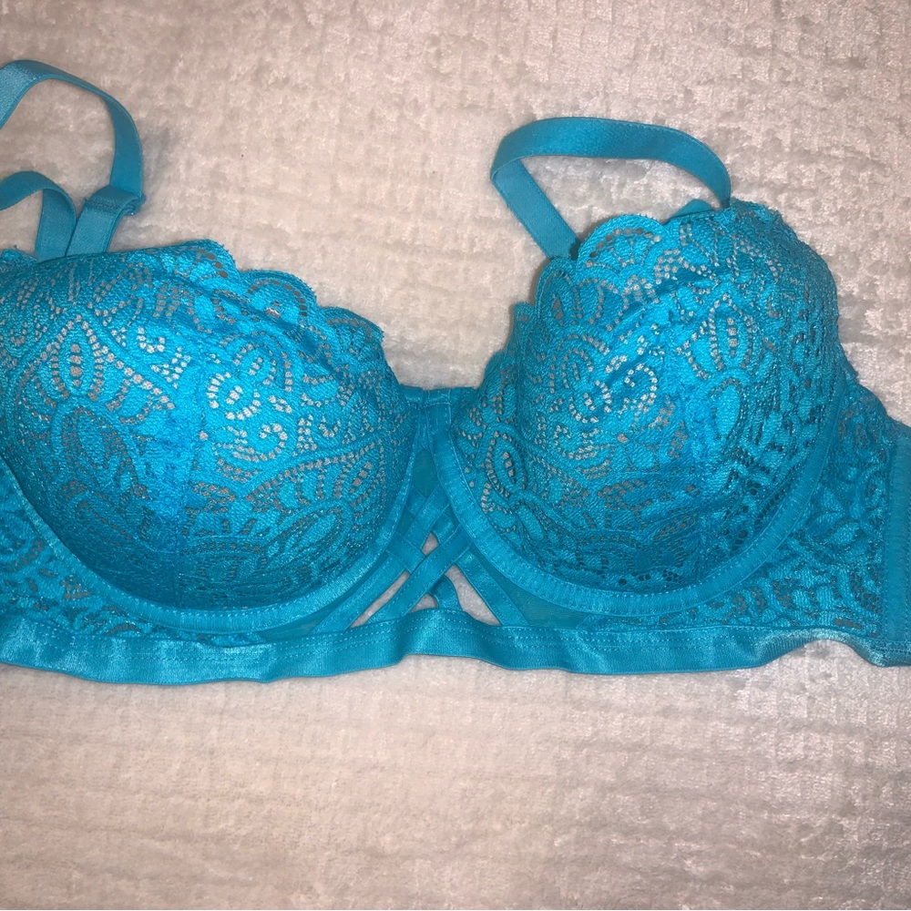 Lace Underwire Bra in Turquoise